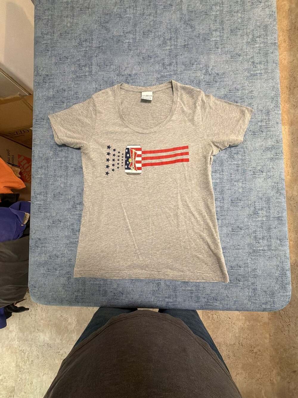 Camp David Budweiser T-Shirt Size XL Gray American Flag Can Graphic